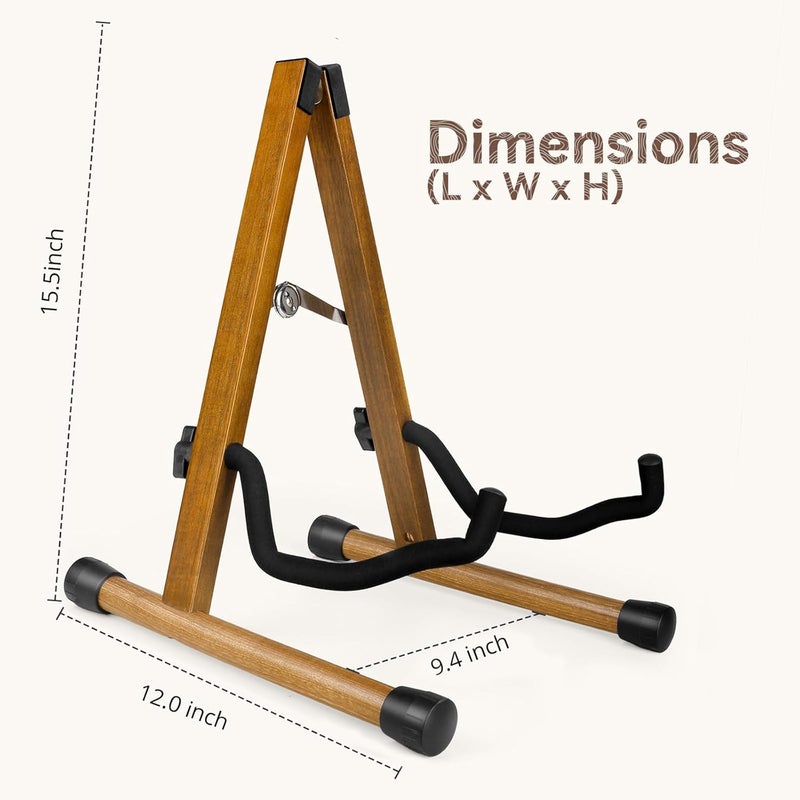 KingPoint Guitar Stand, Guitar Floor Stand, Acoustic Electric Wooden A Frame Folding Guitar Holder Adjustable for Bass, Cello, Mandolin, Banjo, Ukulele (Acacia) - Image 4